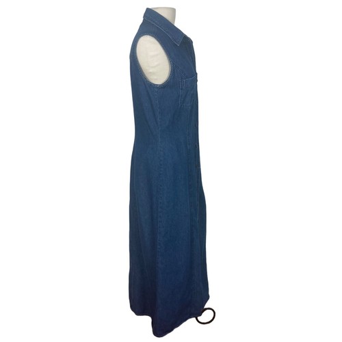 Vintage Denim Maxi Dress Womens 12 Sleeveless Boutique Europa By Newport News - Picture 10 of 10