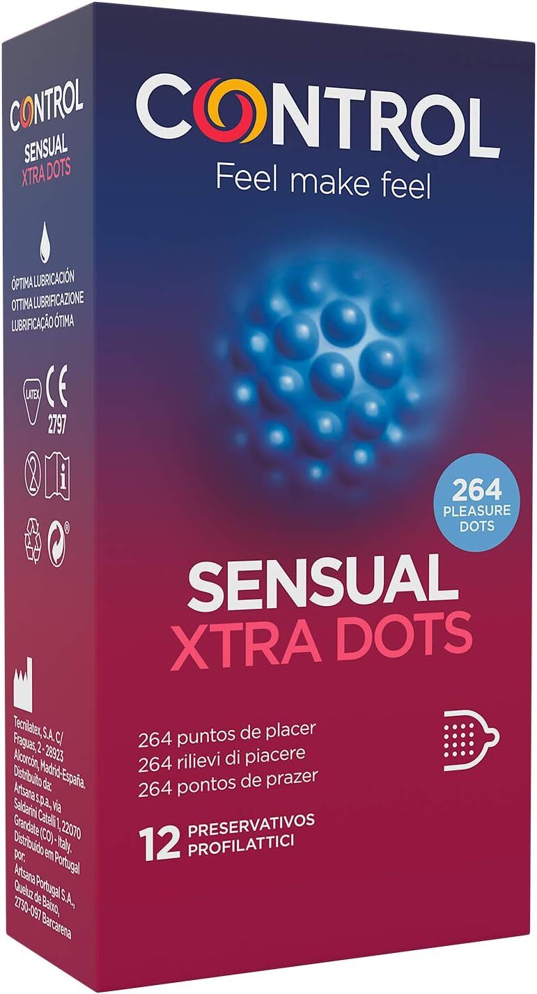 CONTROL Kondome Xtra Dots, 12 Stück, 100 % Latex, Gepunktet, 53 mm Breite NEU CONTROL Kondome Xtra Dots, 12 Stück, 100 % Latex, Gepunktet, 53 mm Breite NEU