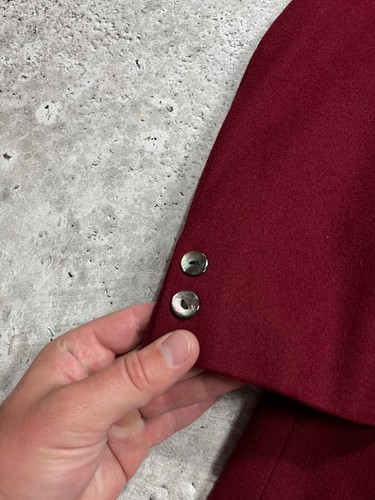 Vintage Wool Smoking Dinner Jacket Burgundy Black Contrast Shawl Collar - Picture 5 of 16