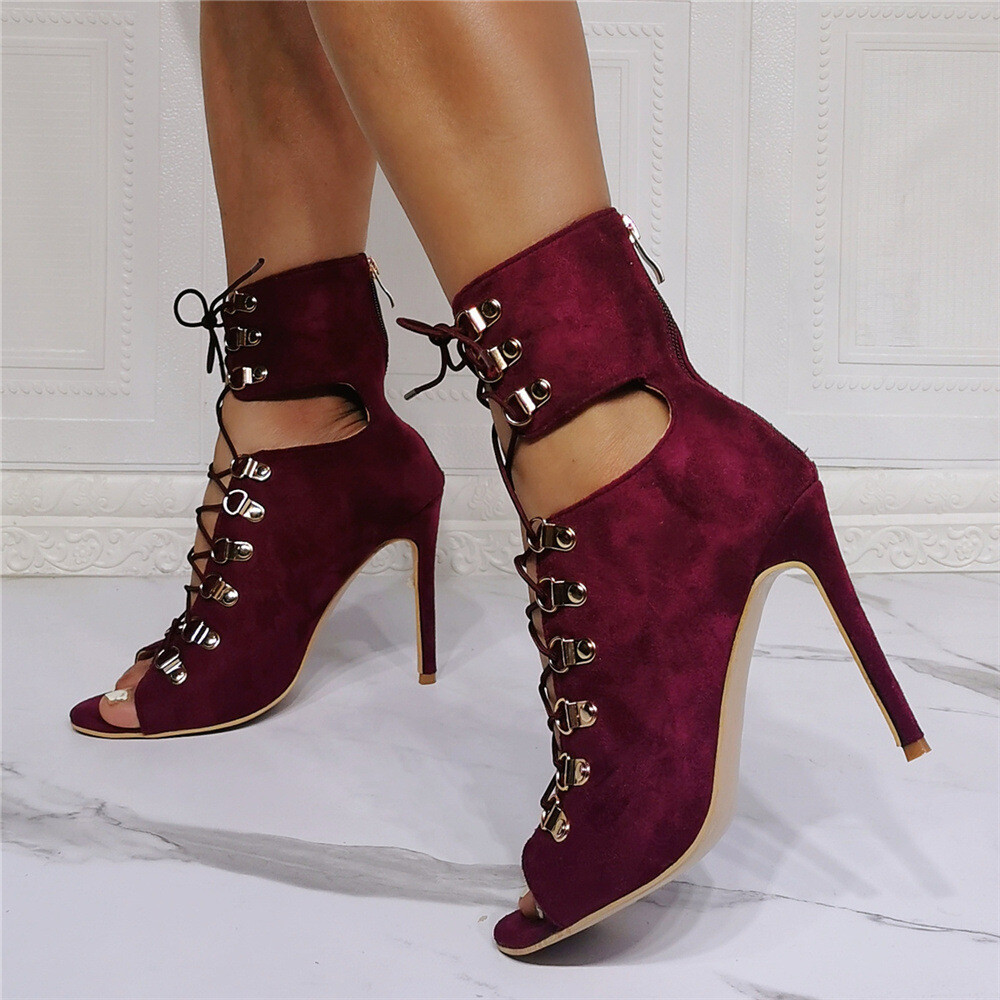 Ankle Boots Strappy High Heels Shoes 