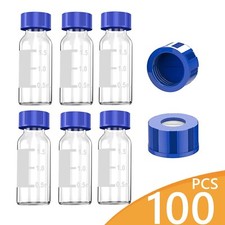 2mL Autosampler Vial-HPLC Vial|9-425 Clear Bottles with Blue Screw Caps,100Pcs