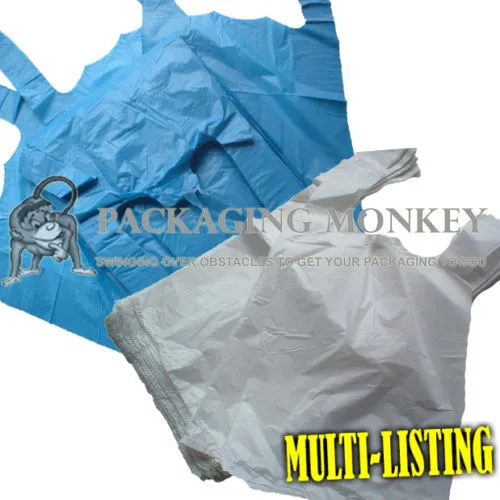 plastic vest carrier bags blue or white *all sizes* - supermarkets stalls shops image 5