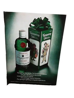 1974 Tanqueray Gin Christmas Edition Original Print Ad