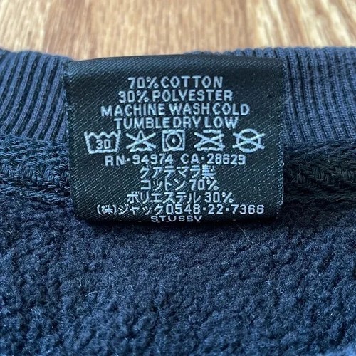 Stussy Pullover Men Medium Black Script Double Sided Logo Crewneck Sweater - Picture 4 of 15