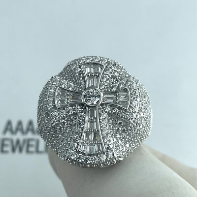 925 STERLING SILVER MEN ICY BLING CUBIC ZIRCONIA CROSS