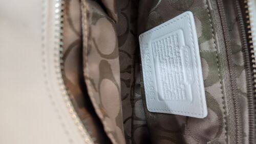 Coach Hampton Satchel Bag Pistachio Green Suede White Leather Trim J04S-5081 - Picture 3 of 19