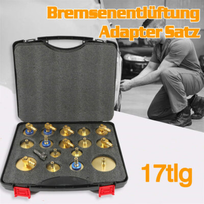 17tlg Adapter Satz Für Druckluft Bremsenentlüfter Bremsenentlüftungsgerät NEU DE