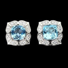 Silver Earrings Topaz Genuine Natural Mined Gems Solid Sterling Stud Design