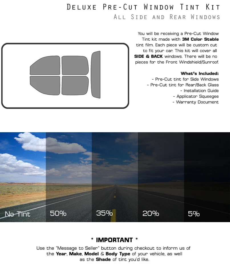 3M COLOR STABLE PreCut Window Tint Glass Film for Chevrolet Avalanche 2007-2012 - Image 3 of 4