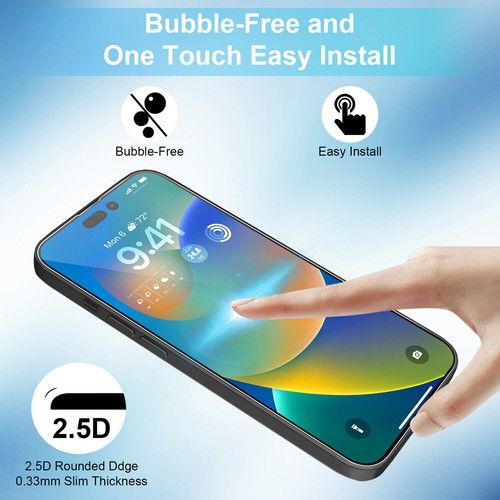 4X Full Coverage HD Tempered Glass Screen Protector For iPhone 14 Pro Max 14 Max - Photo 18 sur 26