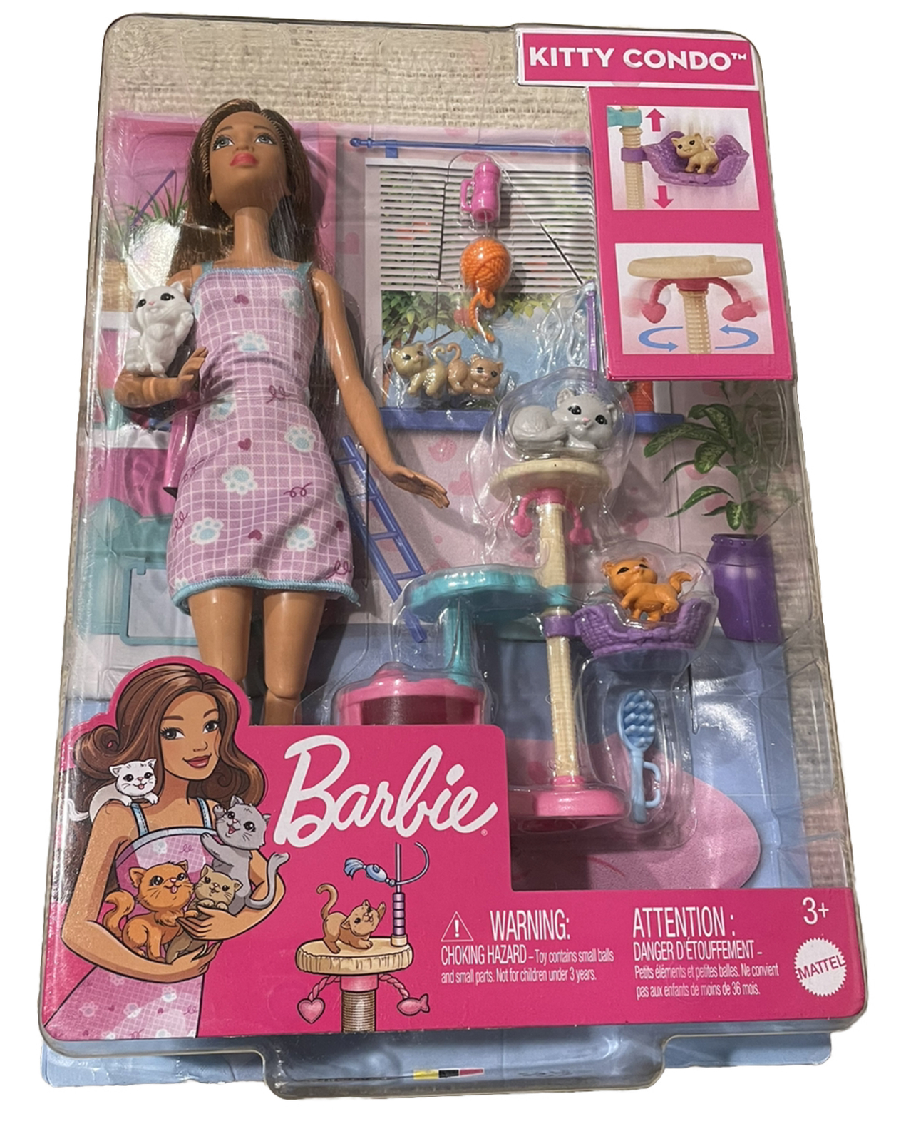 Barbie Kitty Condo Doll and Pets Playset Doll 1 Cat 4 Kittens