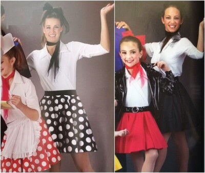 Child Sizes POODLE SKIRT ONLY Dance Costume AT THE HOP Black & Black White Dot