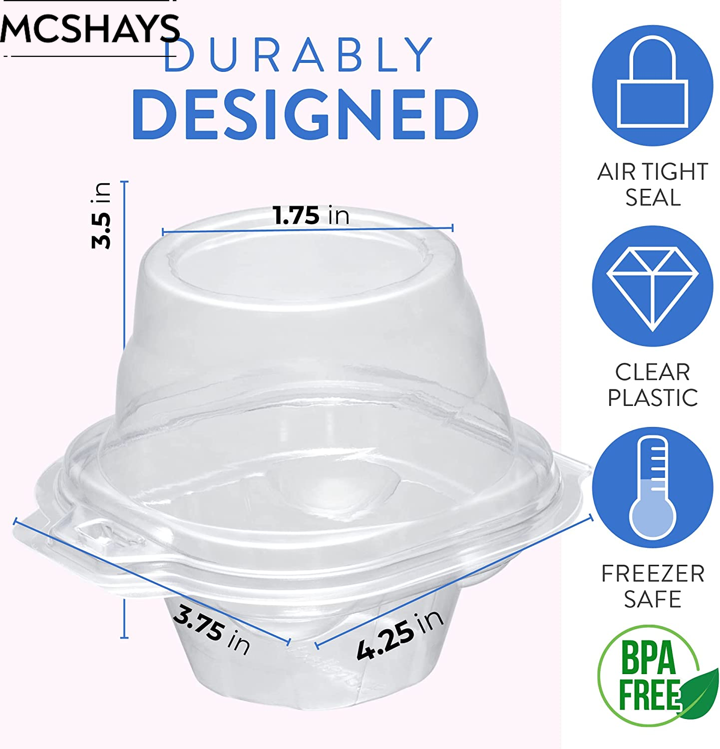 Individual Cupcake Containers (50 Pack) Clear Plastic Disposable Cupcake Boxes eBay