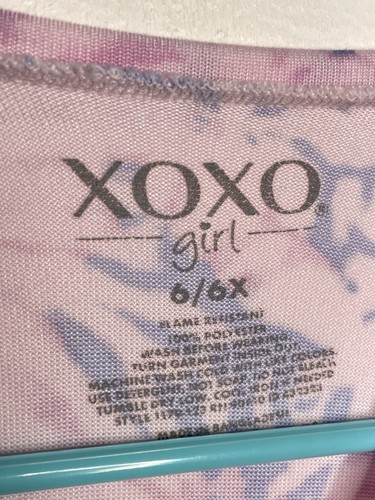 Xoxo Girls Tie Dye Pajama Top Girls Size 6-6X Long Sleeve Pink Sleep Wear - Picture 4 of 4
