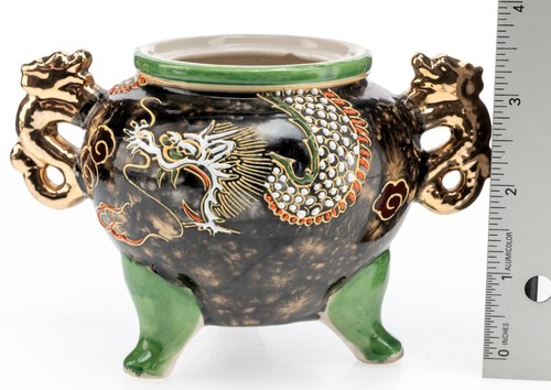 Vintage Japanese Sugar Bowl Dragon-ware Moriage Gold GIlt 5x3.5in Used No Lid - Picture 11 of 19