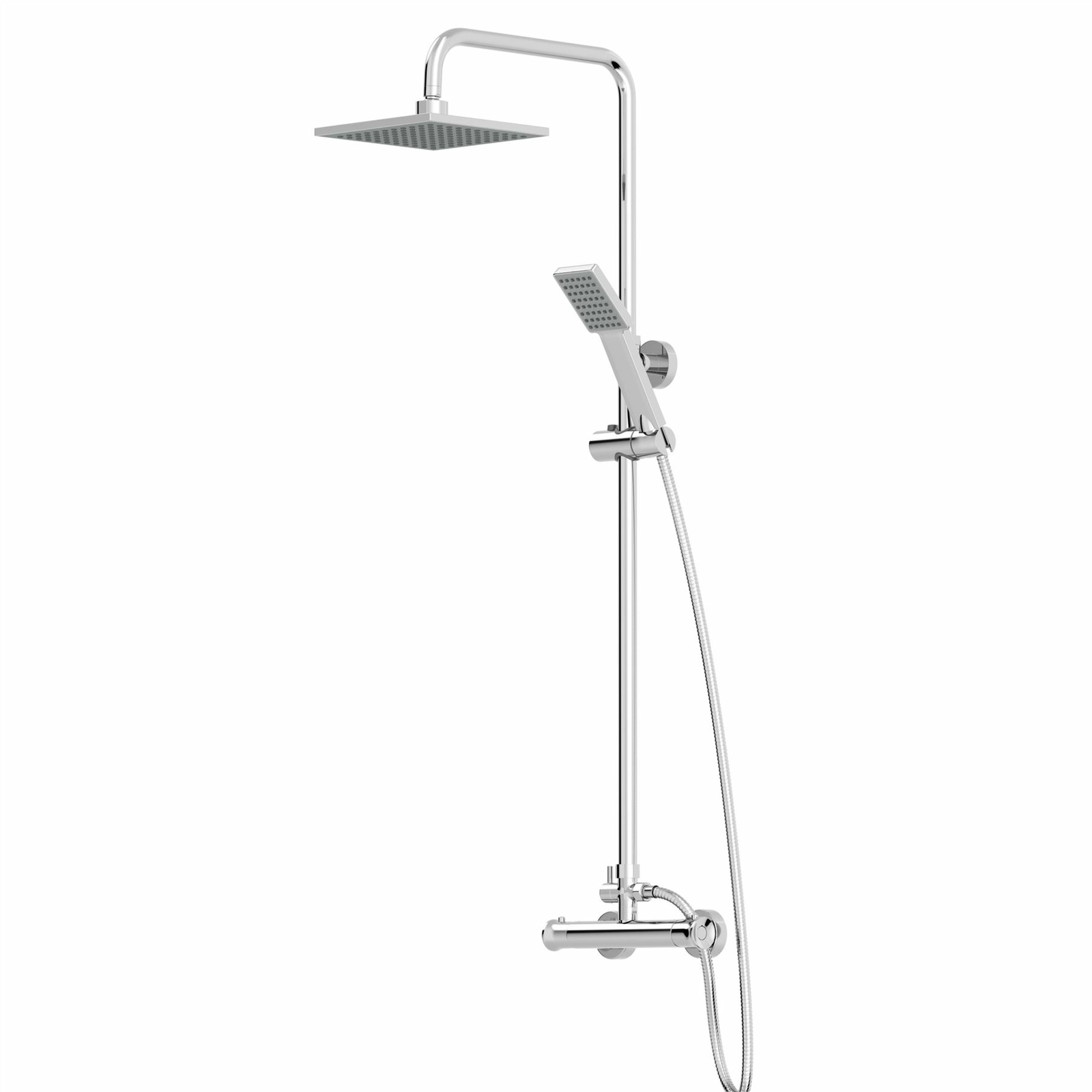 Architeckt Bathroom Thermostatic Mixer Shower Set Square Chrome Exposed