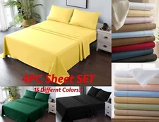 Superb 4 PC Bed Sheet Set - Breathable, Deep Pocket, Extra Soft