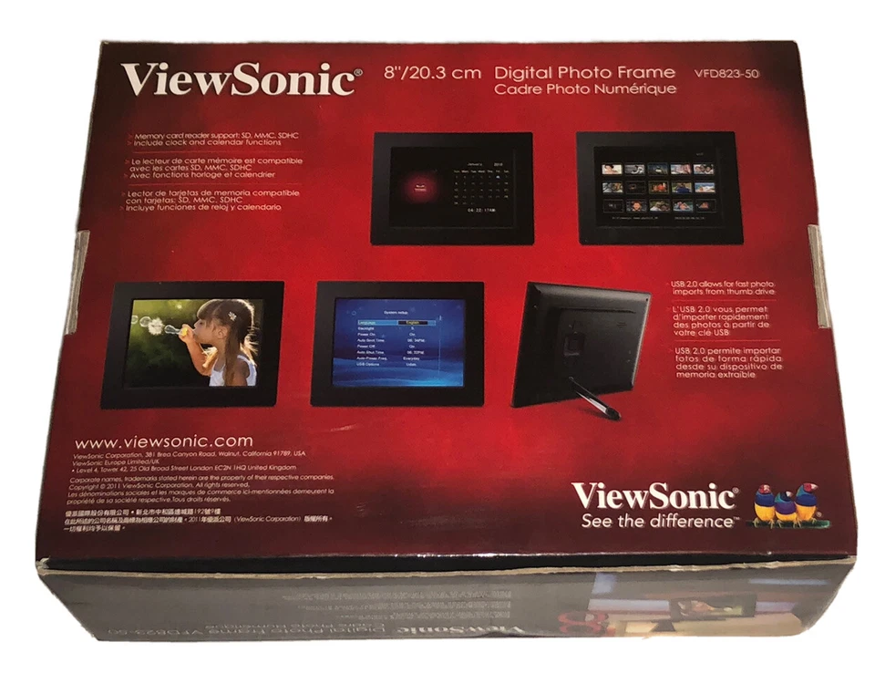 ViewSonic 8" USB Digital Photo Frame VFD823-50 Black Frame Brand NEW Open Box - Image 2 of 4