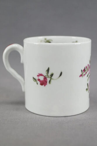 British Hand Painted Pink Rose & Floral Porcelain Coffee Can Circa 1810 - 1815 - Picture 4 of 8