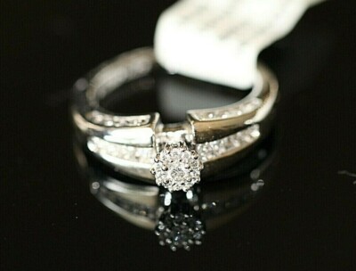 *VINTAGE* Keepsake 14K White Gold Diamond Engagement Ring Size 