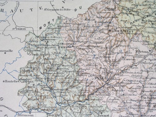 1887 ORYGINALNA ANTYCZNA MAPA DZIAŁU KOREKCJI TIUL / FRANCJA - Zdjęcie 2 z 3