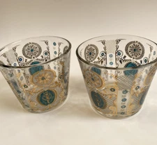 Georges Briard Glass Ice Buckets, Vintage Set of 2, Beautiful, Ships Fast! RARE,