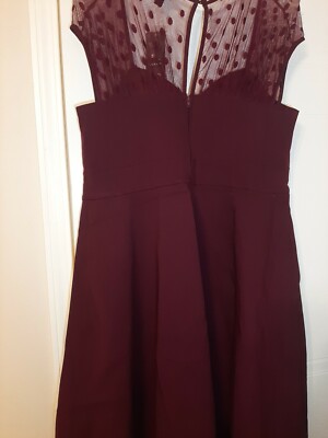 burgundy dress torrid Women's Tarna Bardot Maxi Dress in Mesh Burgundy, XXL