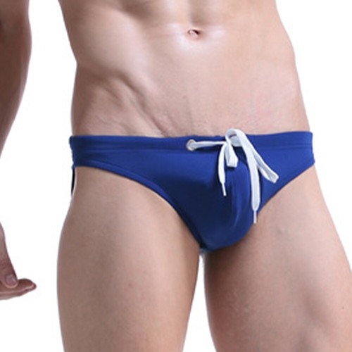 Men Solid Color Drawstring Sexy Low-Waist Bikini-Briefs Swimwear Swimming Trunk - Picture 10 of 33