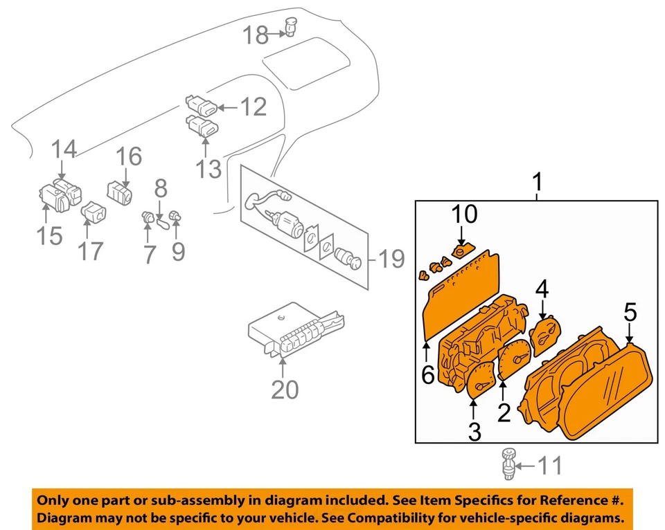 Medidor de velocímetro usado se adapta a: Suzuki Vitara Cluster 2002 base EE. UU. 2,0 L sin ABS Gra Foto 2 de 4