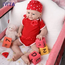 18'' Weakly Silicone Reborn Doll Blue Eyes Silicone Baby Girl Kids Toy Gift