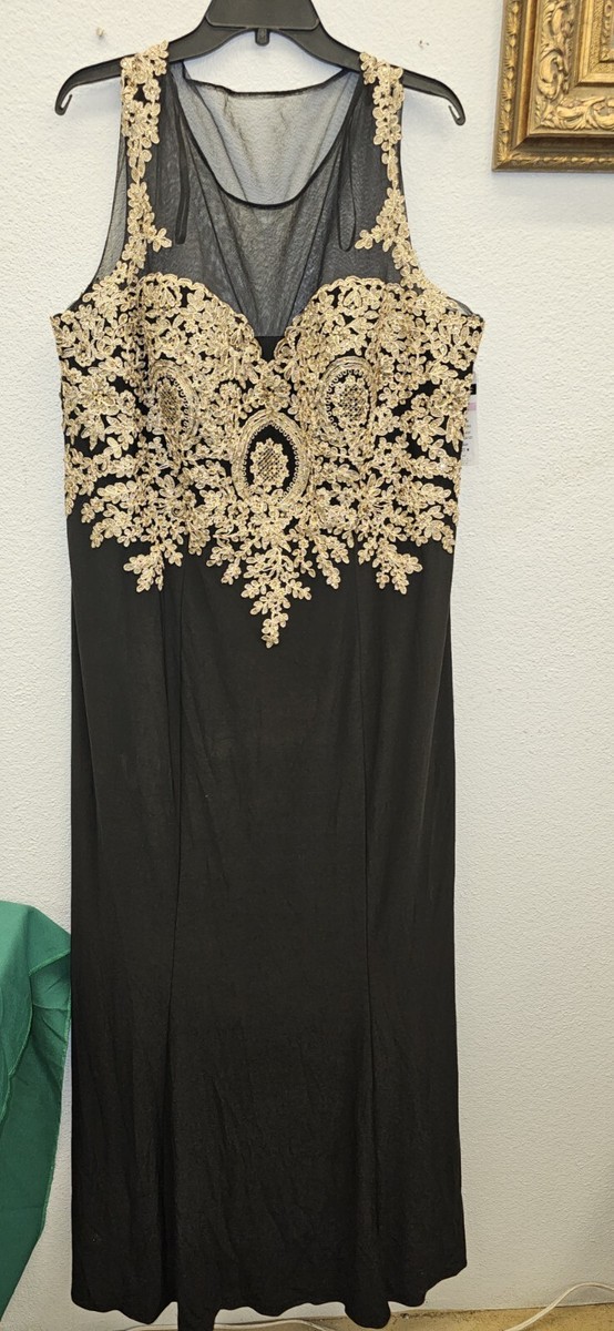 Cachet Evening Dress 22W Formal Black/ Gd Party Dress Long NEW. Fast Shipping! | eBay Cachet Evening Dress 22W Formal Black/ Gd Party Dress Long NEW. Fast Shipping! | eBay