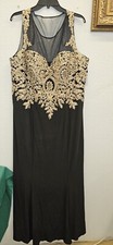 Cachet Evening Dress 22W Formal Black/ Gd Party Dress Long NEW. Fast Shipping!