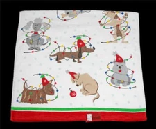 Festive Varied Christmas Dogs Wrapped in Lights Snowflakes Ornaments Bath Towel