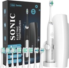 SONIC Electric Toothbrush with Travel Case, 8 Brush Heads, 5 Modes and a Holder