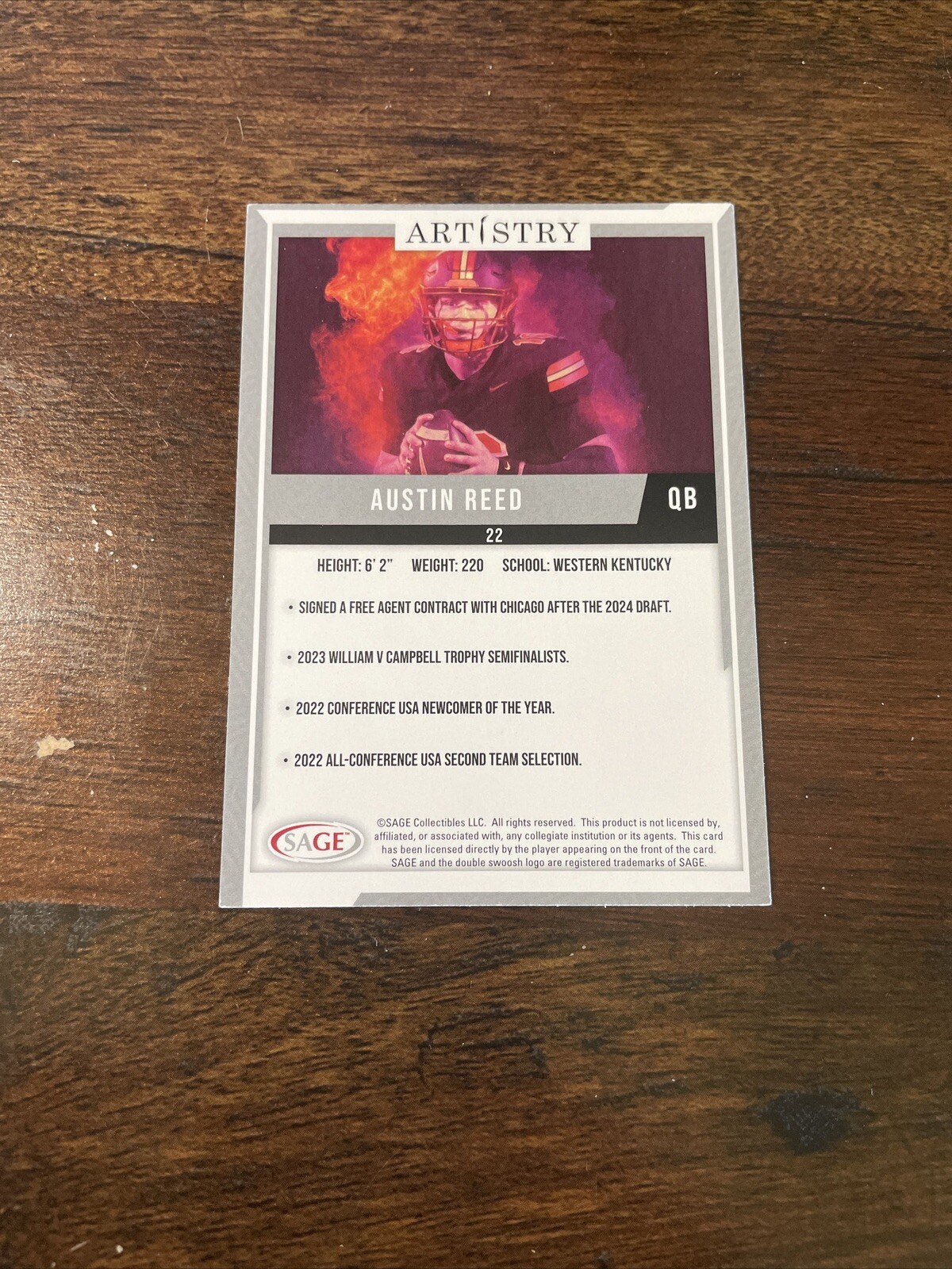 2024 Sage Artistry Austin Reed RC BLUE 22 Bears Falak Tayyeb