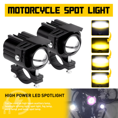 2x LED Motorcycle Spot Light Headlight Driving Fog Auxiliary Lamp Yellow White B