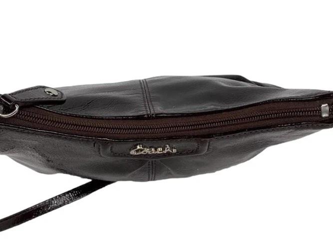 Borsa a tracolla Coach Patent lucida liquida borsa marrone cioccolato