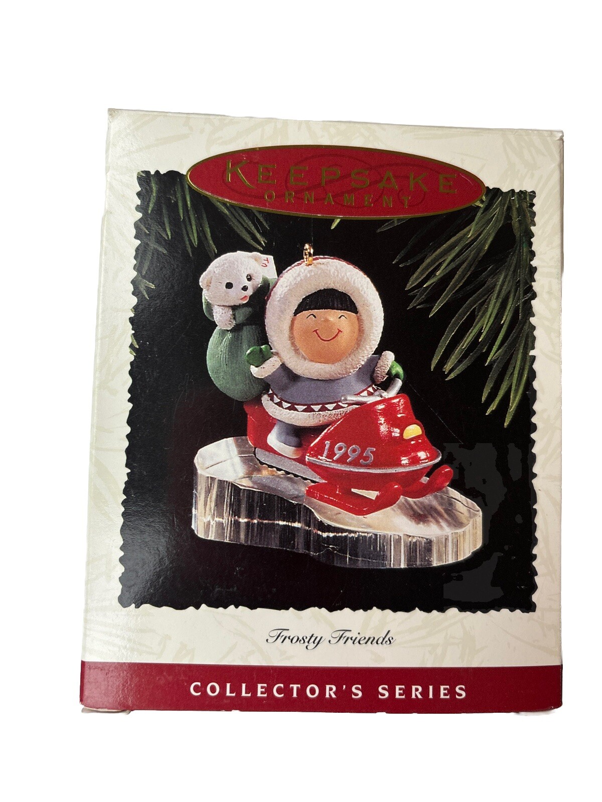 1995 Hallmark Frosty Friends 16th Series Snowmobile Bear Keepsake Ornament