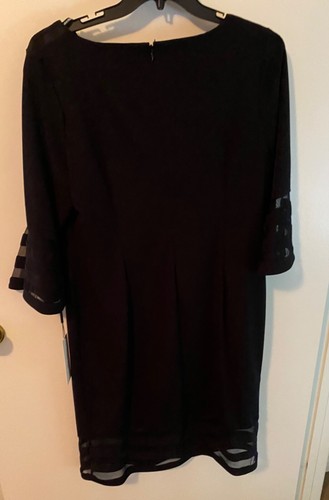 Calvin Klein Black Illusion Sleeve Slimming Sexy Sheath Dress New 16 NWT - Picture 8 of 9