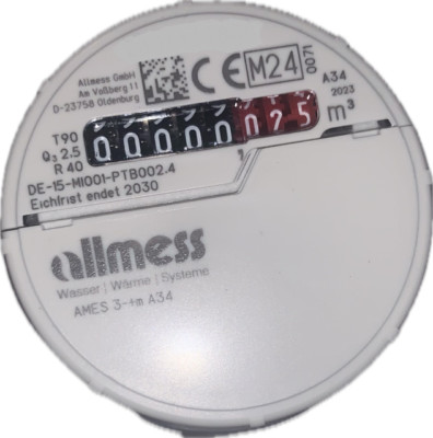 2026 Eichung  ALLMESS Wasserzähler MK UP 6000 AMES 3K kalt/warm A34 Q3 = 2,5