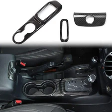 3X Center Cup Holder Armrest Button Trim Cover for 11-18 Jeep Wrangler JK Carbon