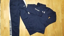 Under Armour Boys 6 Blue White Athletic Sport Warm Up Suit Jacket Pants EUC