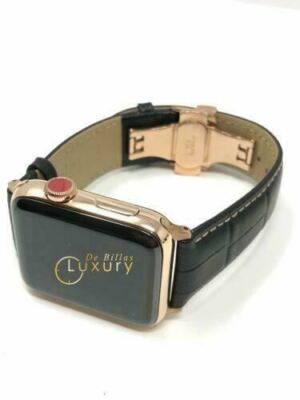 24K Rose Plated 42MM Apple Watch SERIES With Black Leather