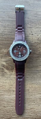 Geneva Platinum Quartz Red Watch Jelly Wristband China New Battery - Working