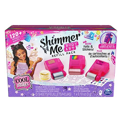 Набор Cool Maker Shimmer Me Tattoo Nachfüll Set 120 Aufkleber 3 блестящих металлических карандаша
