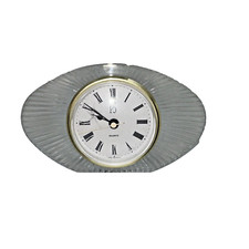 CRYSTAL CLEAR PAUL SEBASTIAN QUARTZ CLOCK BATTERY WEST GERMANY FACE CRACKD WORKS