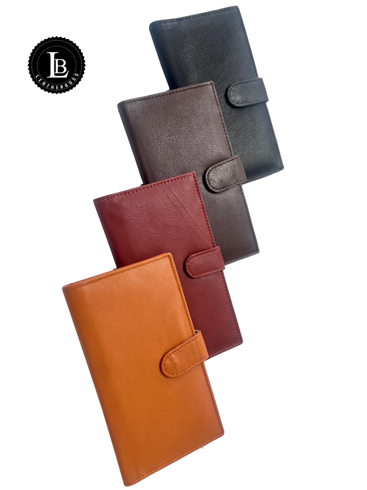 Slim Genuine Leather Checkbook Cover with Snap Closure for Extra