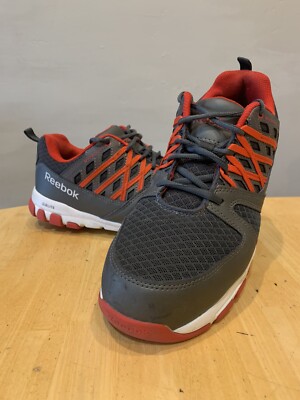 Reebok Mens Grey/Red Leather Work Shoes Sublite Oxford ST