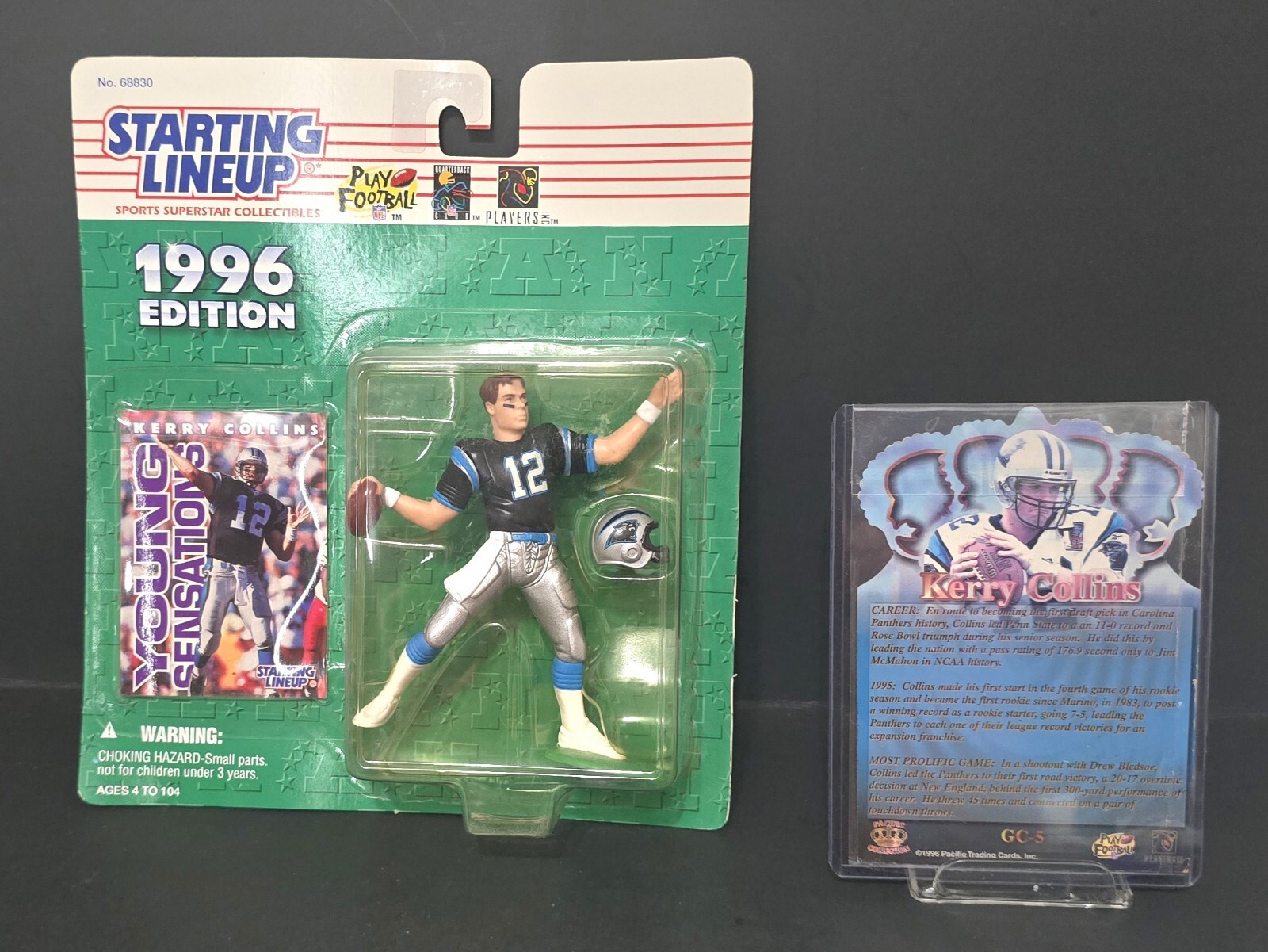 1996 🏈 Kerry Collins Starting Lineup, QB Panthers and 1996 Pacific Card #GC5 thumbnail 2