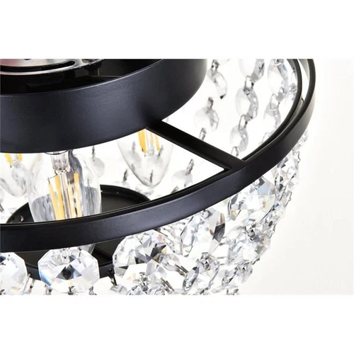 Elegant Lighting Cora 10" Iron and Crystal Flush Mount in Black - Picture 7 of 8